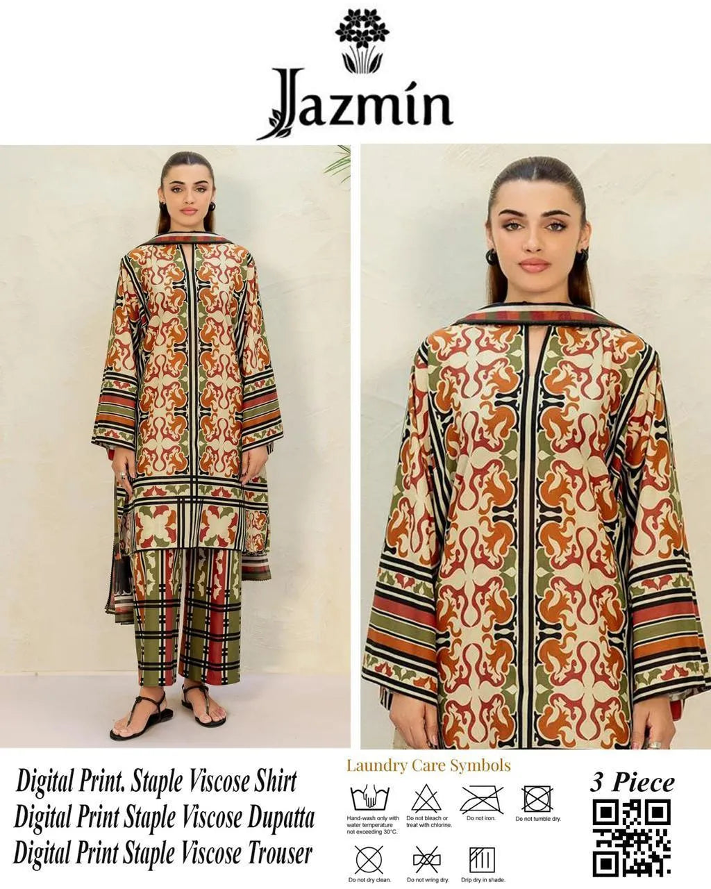 3 PCS Women Unstitched Printed suit