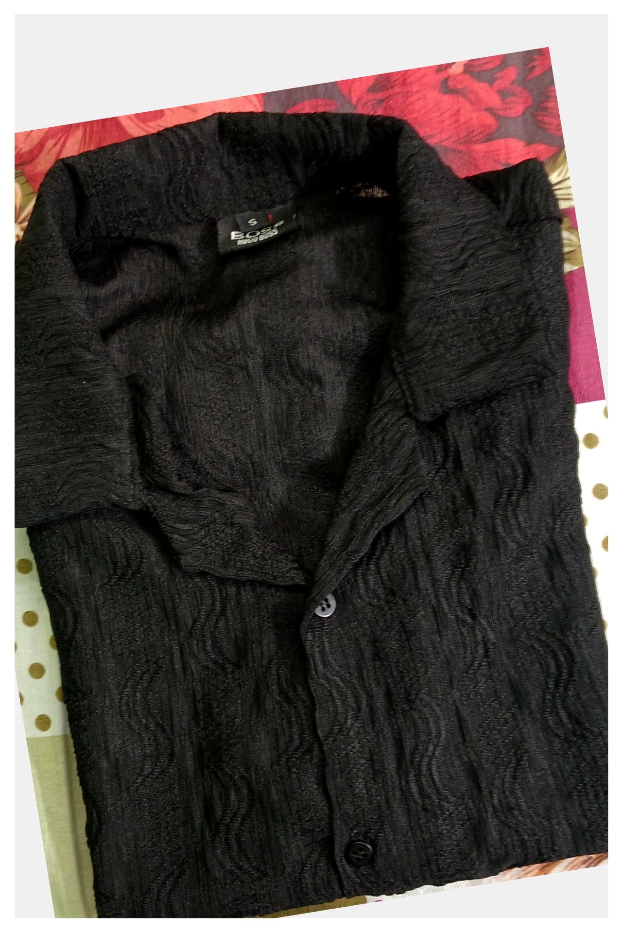 Classic Black Textured Shirt for Men