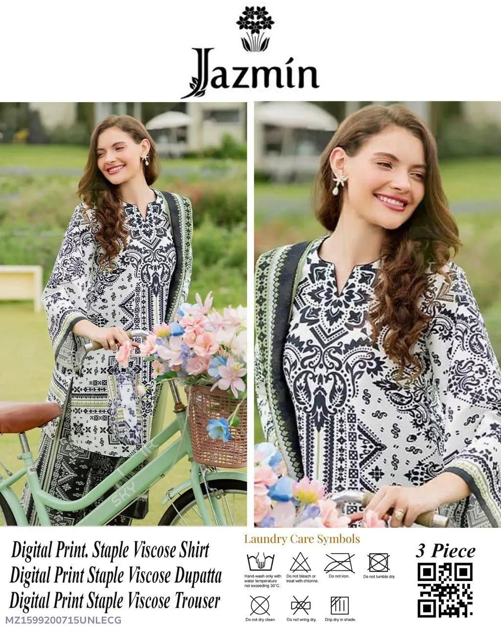 3 PCS Women Unstitched Printed suit