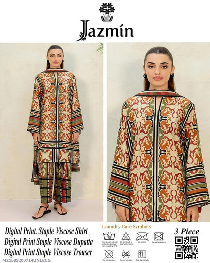 3 PCS Women Unstitched Printed suit