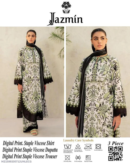 3 PCS Women Unstitched Printed suit