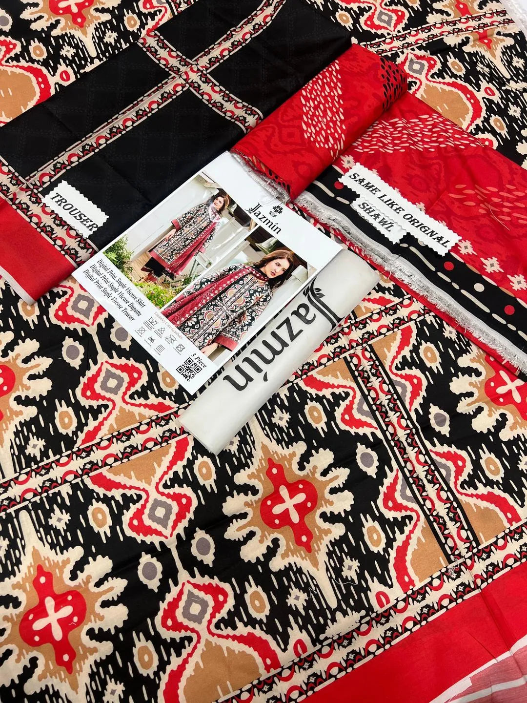 3 PCS Women Unstitched Printed suit