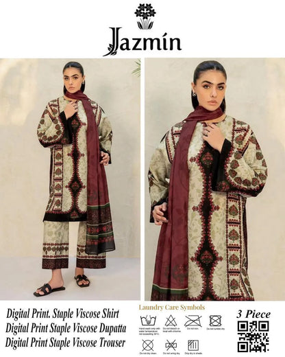 3 PCS Women Unstitched Printed suit