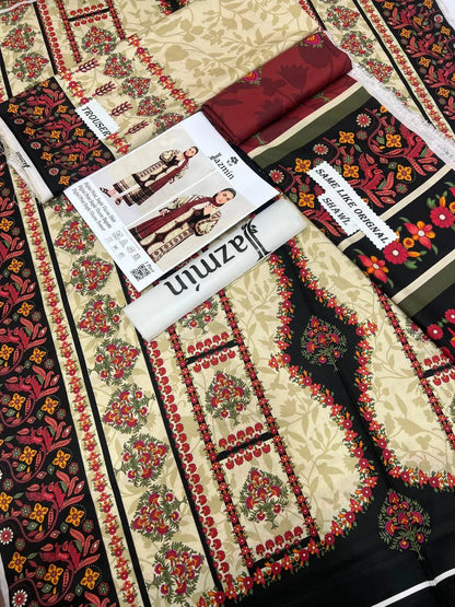 3 PCS Women Unstitched Printed suit