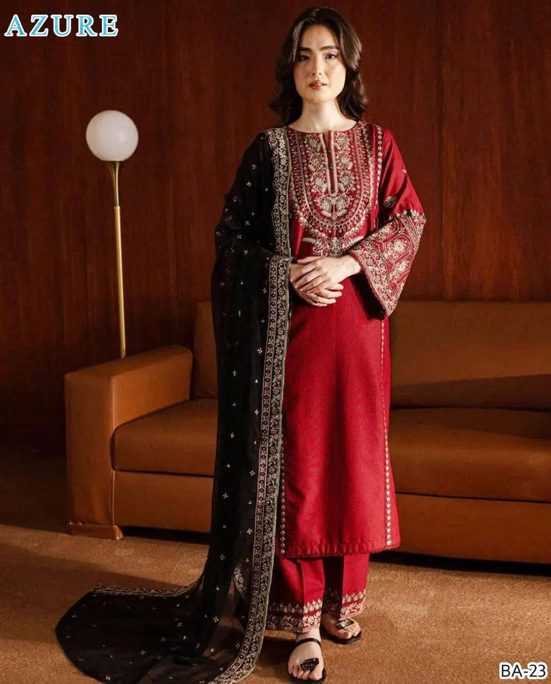 3 Pcs Women's Unstitched Embroidered Suit