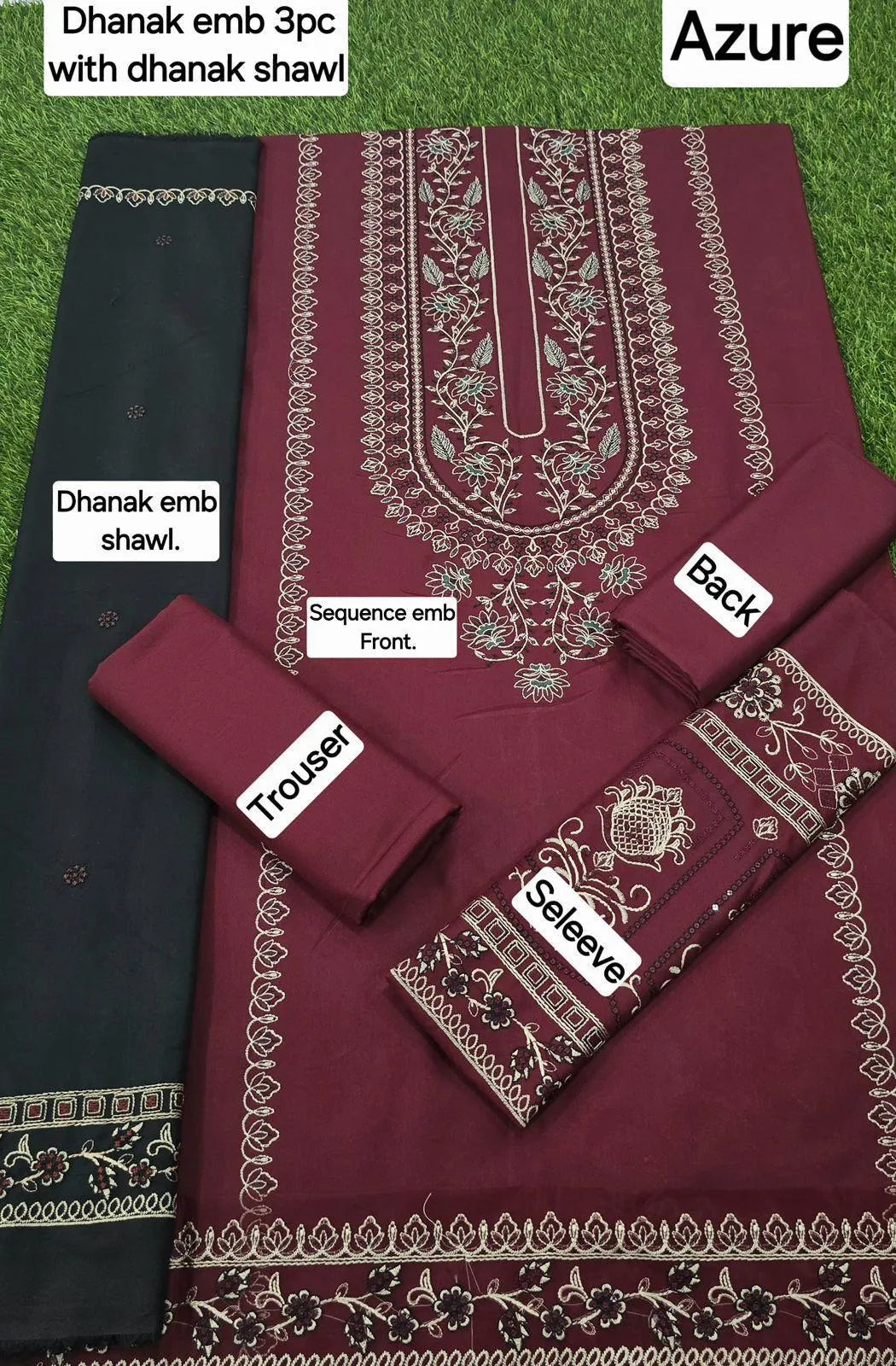 3 Pcs Women's Unstitched Embroidered Suit