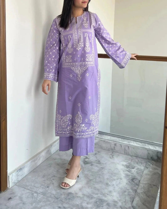 2 Pcs Women's Unstitched Embroidered Suit