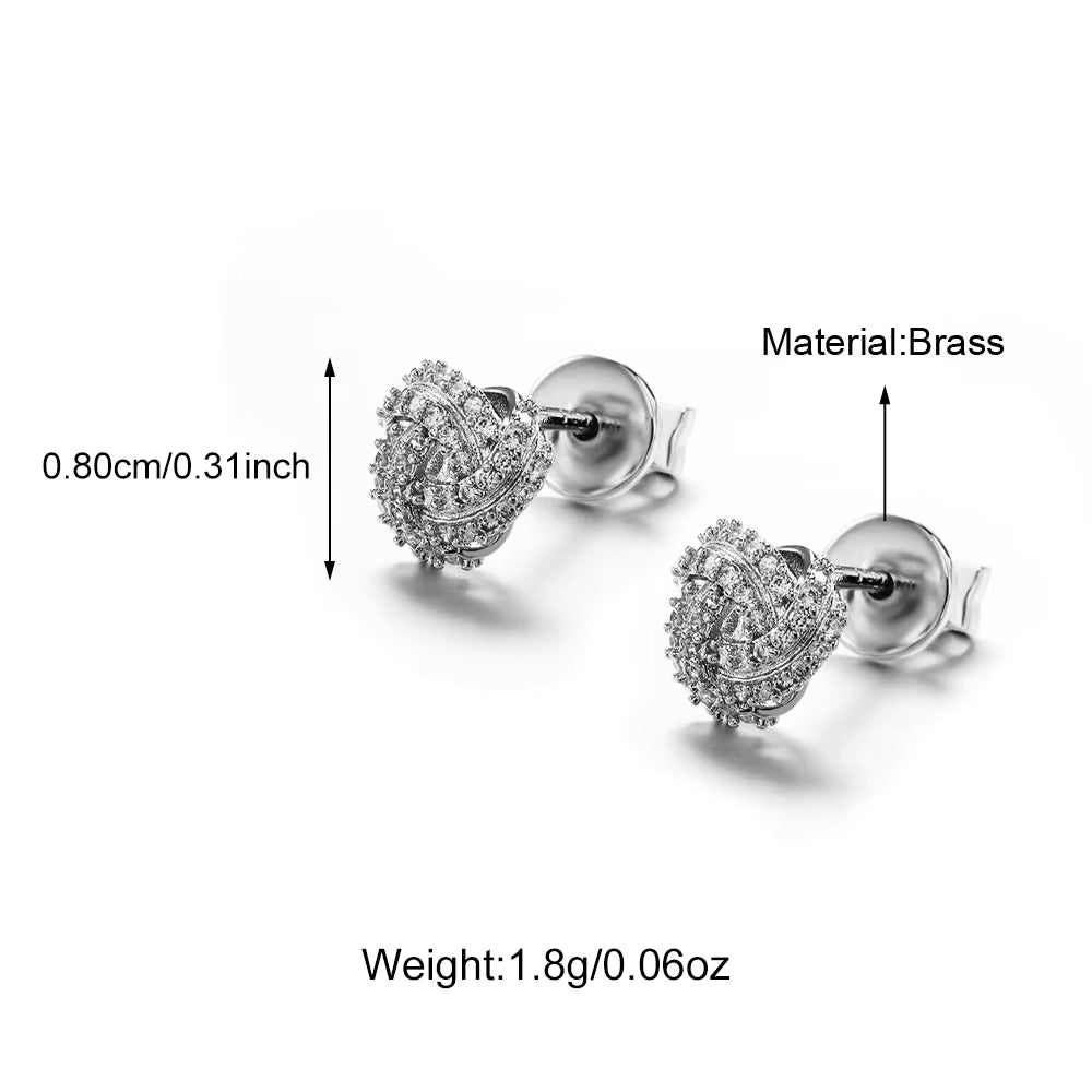Big AAA+ Grade Cubic Zircon Inlaid Stud Earrings 18K Gold Plated Palladium Coated Customizable Design Tarnish Free Earrings Set
