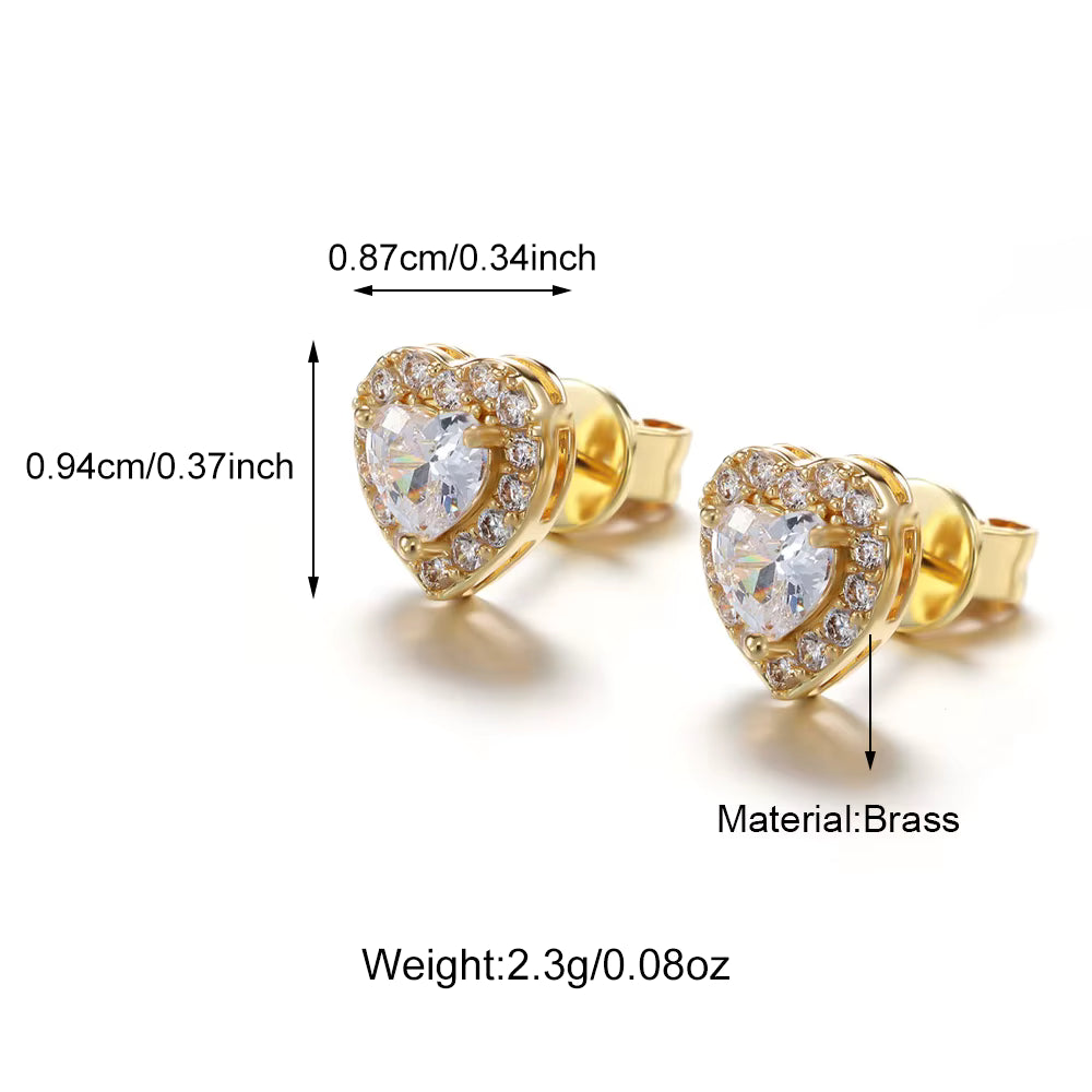 Big AAA+ Grade Cubic Zircon Inlaid Stud Earrings 18K Gold Plated Palladium Coated Customizable Design Tarnish Free Earrings Set