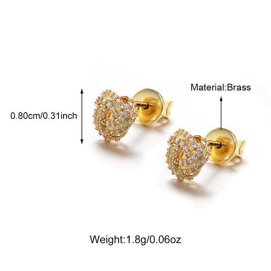 Big AAA+ Grade Cubic Zircon Inlaid Stud Earrings 18K Gold Plated Palladium Coated Customizable Design Tarnish Free Earrings Set
