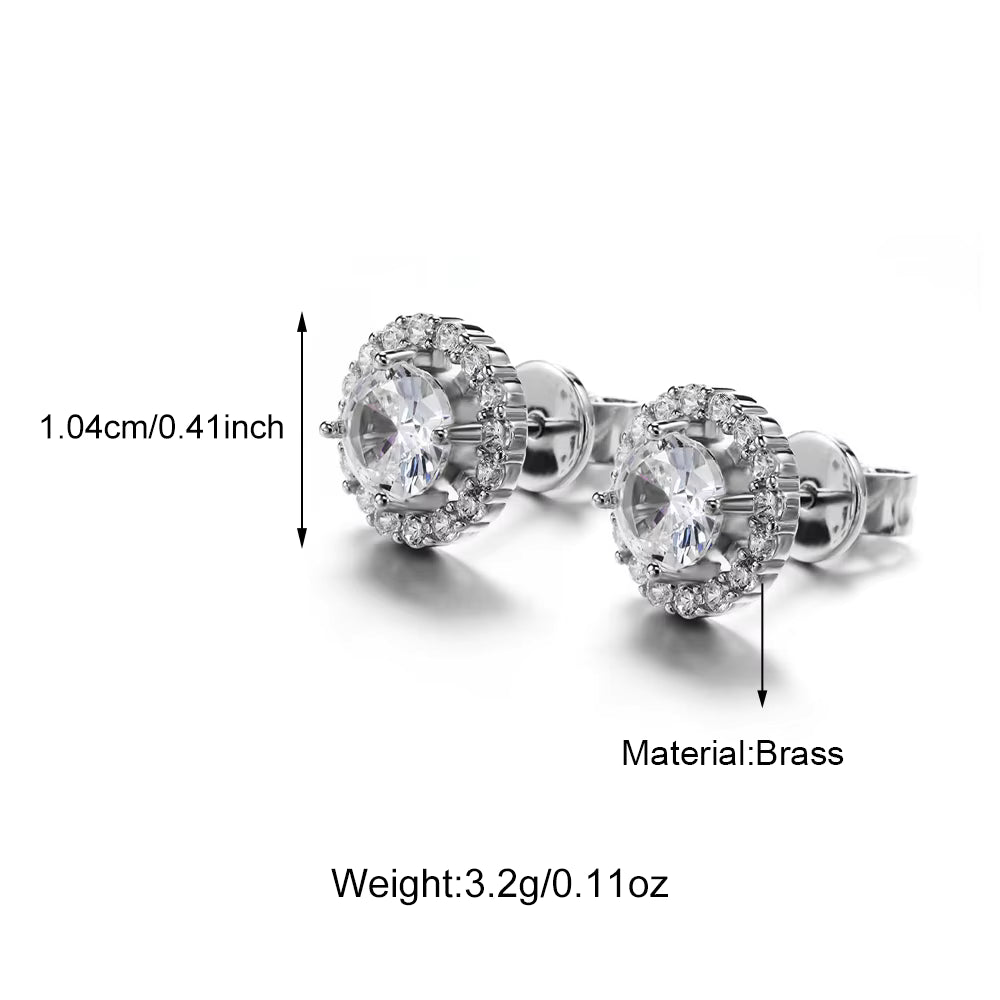 Big AAA+ Grade Cubic Zircon Inlaid Stud Earrings 18K Gold Plated Palladium Coated Customizable Design Tarnish Free Earrings Set