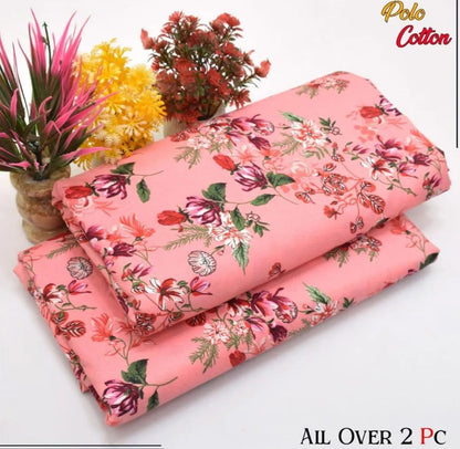 2 Pcs Women's Unstitched Printed Suit