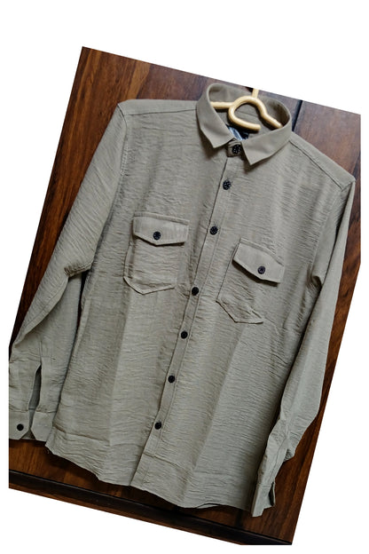 Classic Olive Textured  Shirt for Men