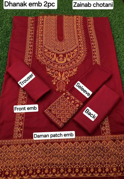 2 Pcs Women's Unstitched Embroidered Suit