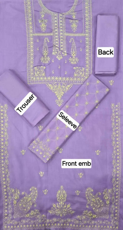 2 Pcs Women's Unstitched Embroidered Suit