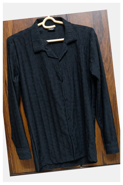 Classic Black Textured Shirt for Men
